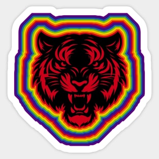 LGBTQ+ rainbow Angry Tiger silhouette Sticker